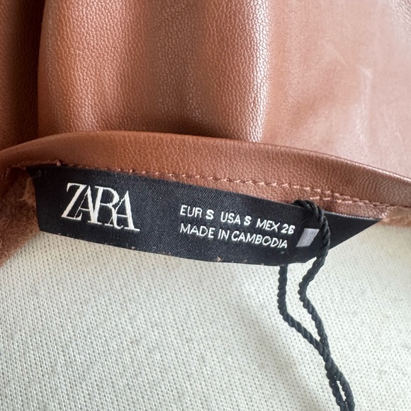 NWOT Zara Ruffled Faux Leather Pinafore Dress S - Picture 5 of 6